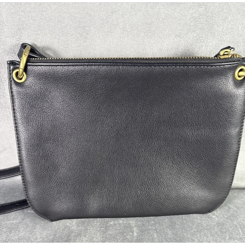 ANTHROPOLOGIE Vegan Black Leather Double Crossbody Bag
